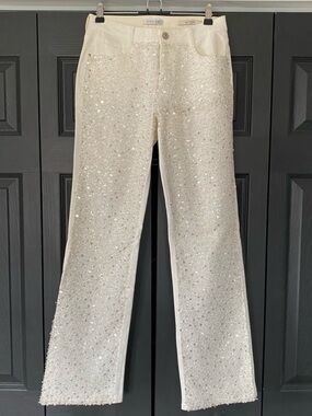White Vintage Embellished Jeans